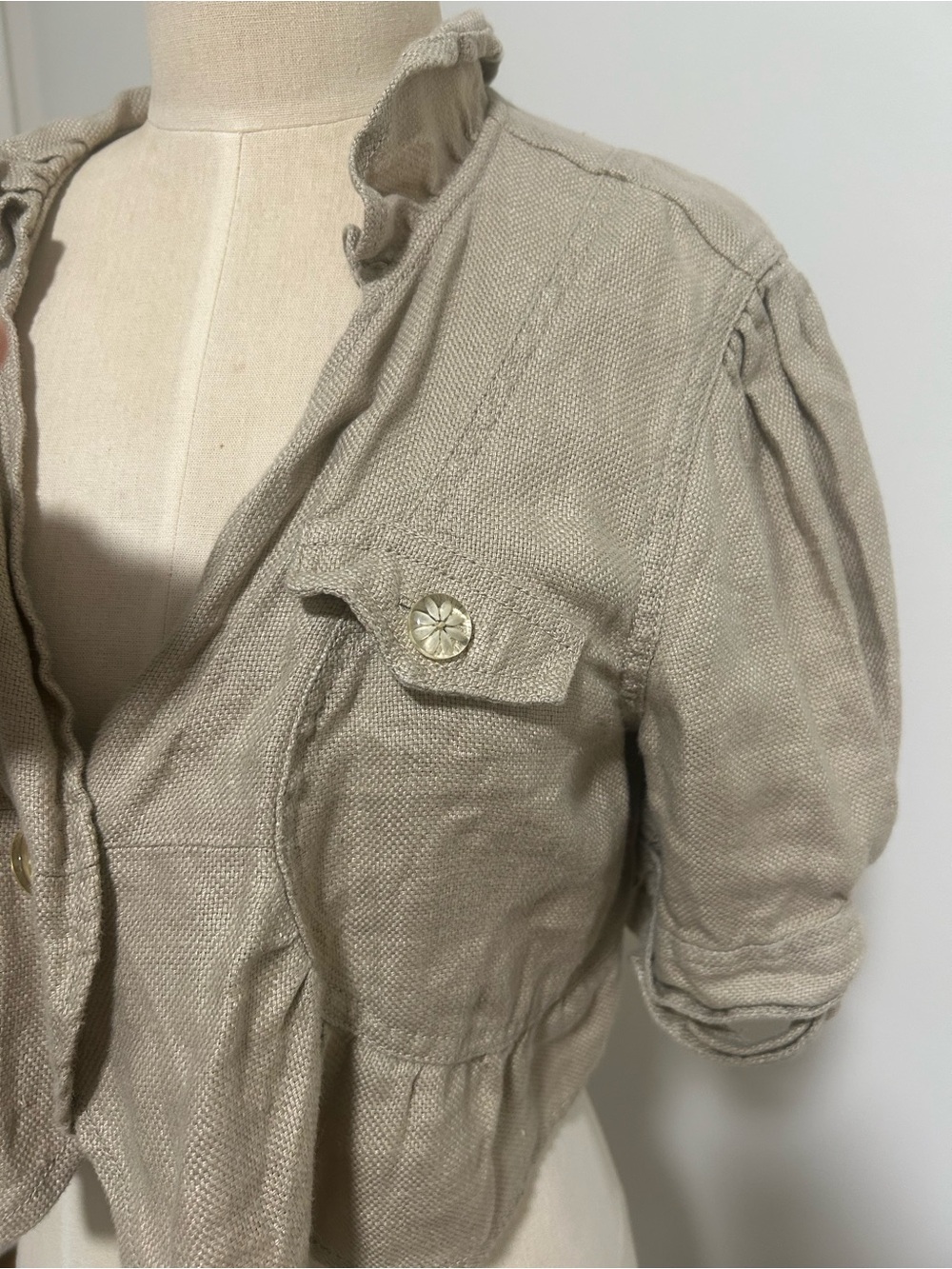 Cropped Linen Jacket - Picture 3 of 6
